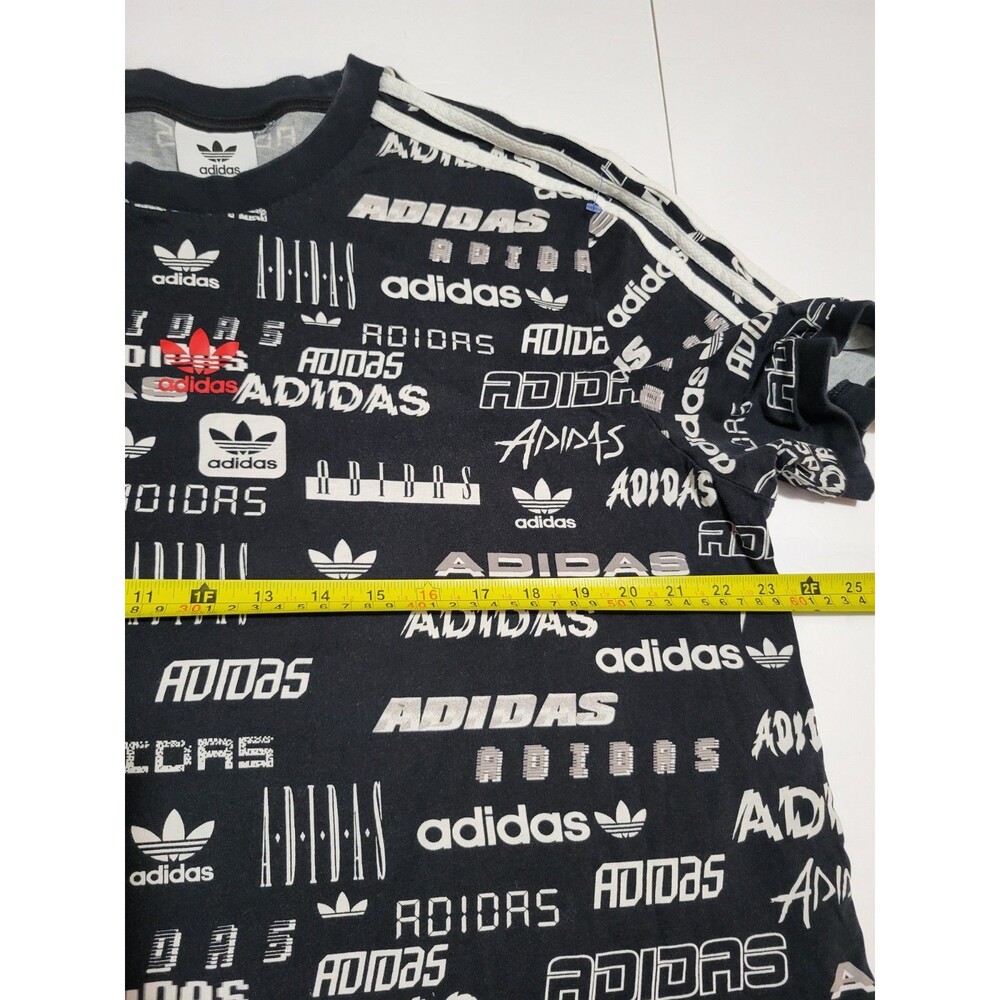 (#2) Adidas Originals Mens Black Print All Over Trefoil Graphic Tee Size Xl - Picture 7 of 8